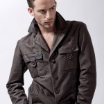 Young male model with brown jacket