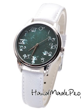 Math on Green Wristwatch, Extraordinary Wrist Watch, Men and Women Watch, Birthday Gift, Anniversary Gift, Gift For Him